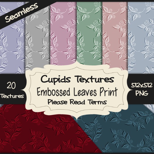 *Cupids Textures * 20 EMBOSSED LEAVES PRINT