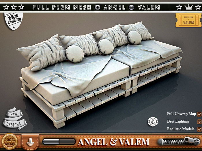 .::VALEM::.Full Perm Mesh Great Wrinkle Pillows And Board Seat
