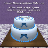 Avalon Happy Birthday Cake 2 Tier Ice