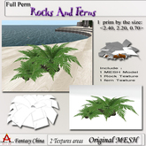 Fantasy China Mesh Ferns with rocks FULL PERM 1 prim
