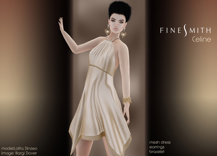 FINESMITH  Celine mesh dress & jewelry cream