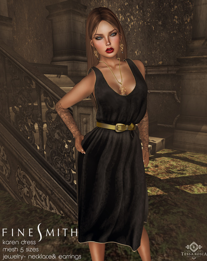 FINESMITH  KAREN DRESS AND JEWELRY black