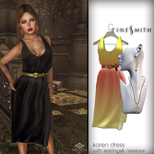 FINESMITH  KAREN DRESS AND JEWELRY black