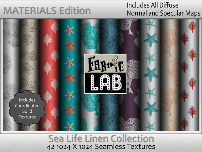 Materials Edition - Fabric Lab ME Sea Life Linen Texture Collection - ME Includes Normals and Specular Maps