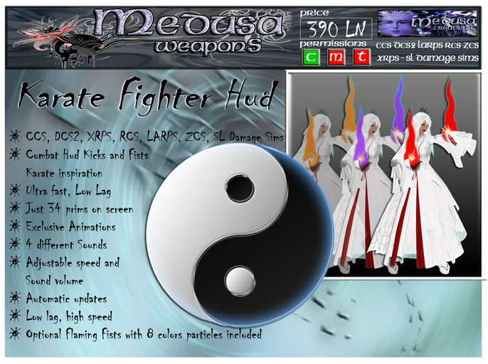 Second Life Marketplace Medusa Weapons Karate Fighter Hud Boxed 