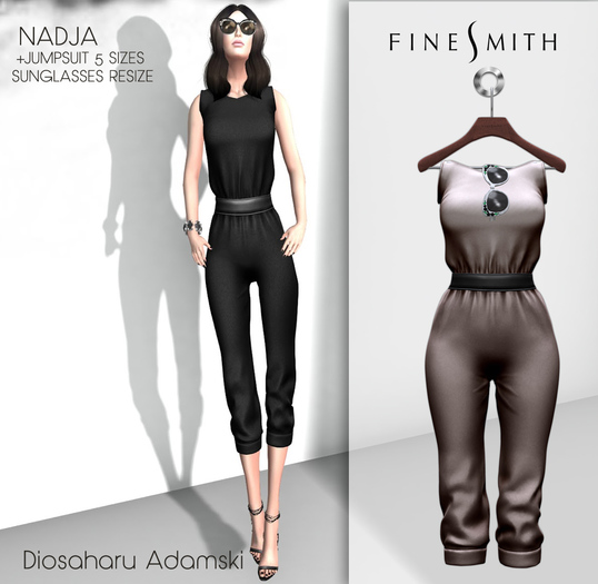FINESMITH  NADJA silk- jumpsuit and sun glasses