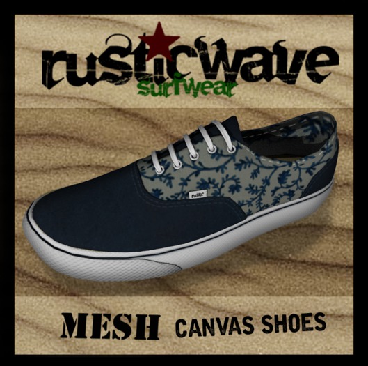 // RusticWave // Canvas Shoes - Navy Flower