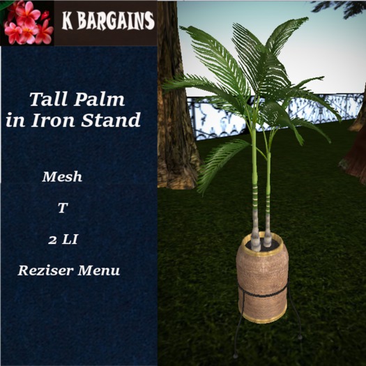 *KB* Tall Palm in Iron Stand Boxed