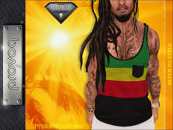 Second Life Marketplace - =PVQ= Loose Tank (Rasta Stripes) [Aesthetic]