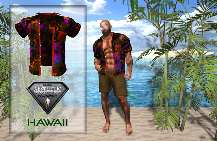 Hawaii Unbuttoned Short Sleeve Shirt  Hazel