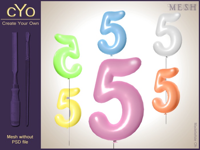 cYo Number Balloon 5, full perms mesh