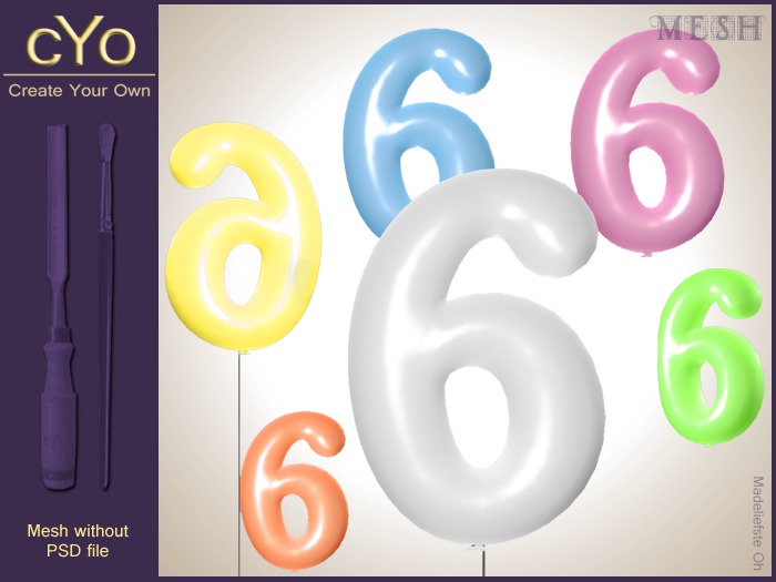 cYo Number Balloon 6, full perms mesh