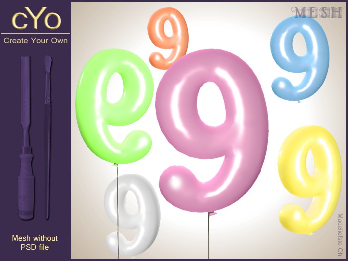 cYo Number Balloon 9, full perms mesh