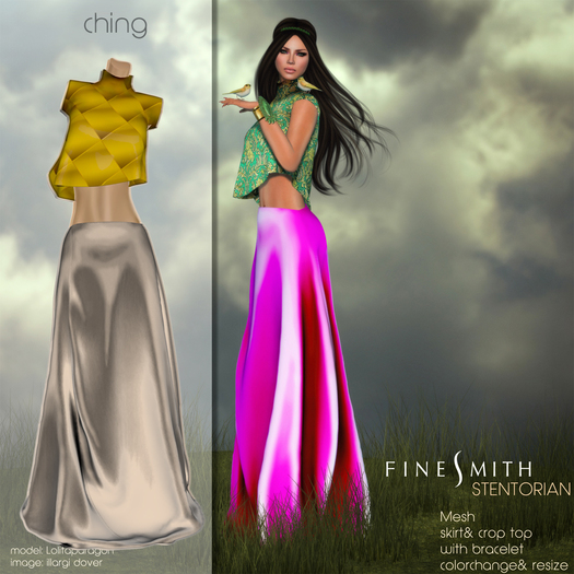 FINESMITH  STENTORIAN ching- skirt, crop top & bracelet