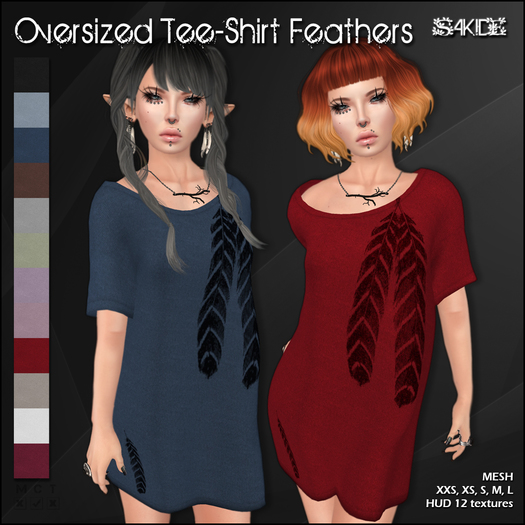 [ SAKIDE ] Oversized Tee-Shirt Feathers