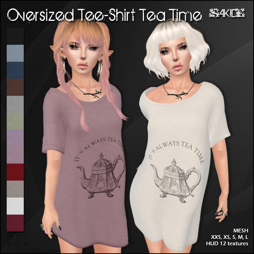 [ SAKIDE ] Oversized Tee-Shirt Tea Time