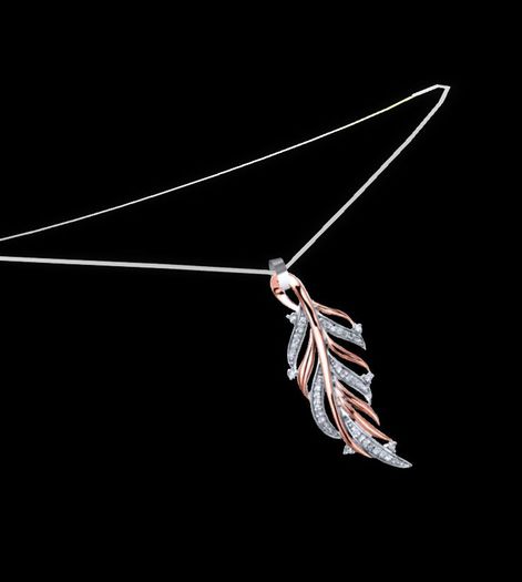 Diamond Gold Feather Necklace