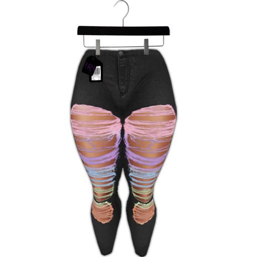 ! R ! Rainbow Rip Denim Black