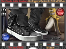 FULL - ZED MESH MATERIALS ENABLED: Star Chucks Black Ankle Sneakers - Resize & Stretch for Standard & MESH feet