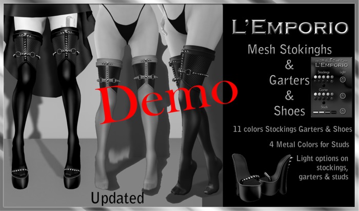 D*E*M*O-L'Emporio-Mesh Stockings+Garters+Shoes