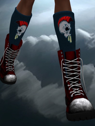 punk skull TWISTed Mesh Leg Socks 