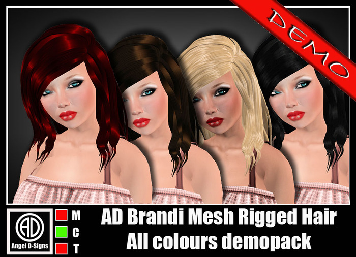 AD Brandi Mesh Rigged Hair All Colours Demopack