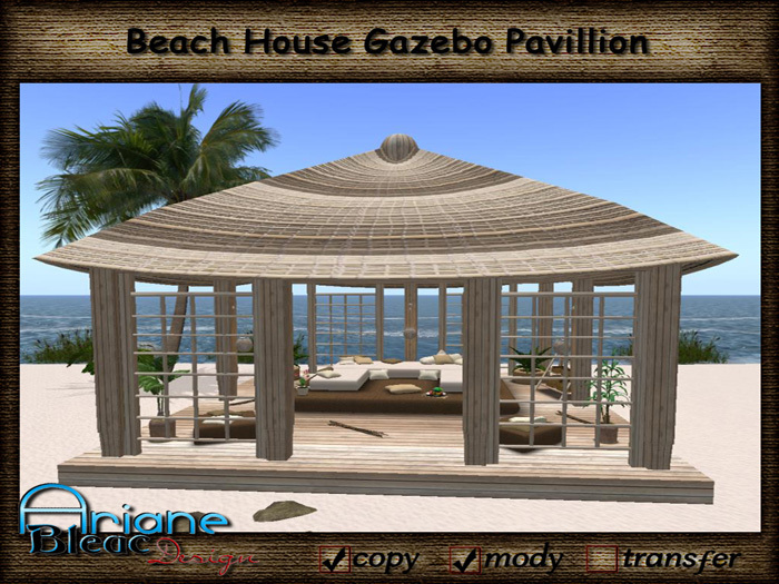 Beach House Gazebo / Pavillion with Furniture, Plants & Deco