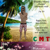 *JM* Trunks / Shorts Dolph Hawaii red