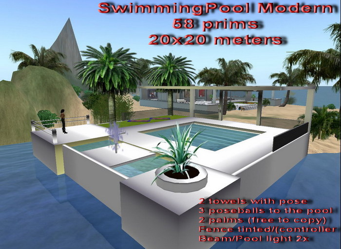 SwimmingPool Modern  58 prims  20x20 meter