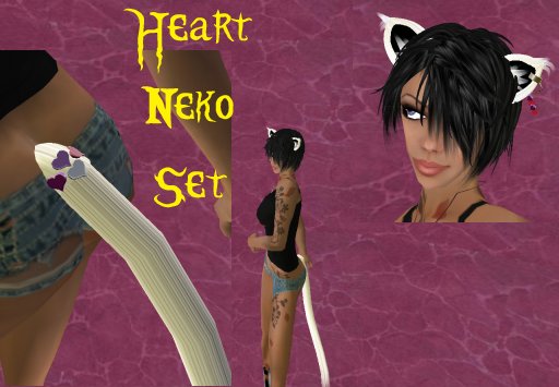 Fubar Fully Scripted White Heart Neko Set