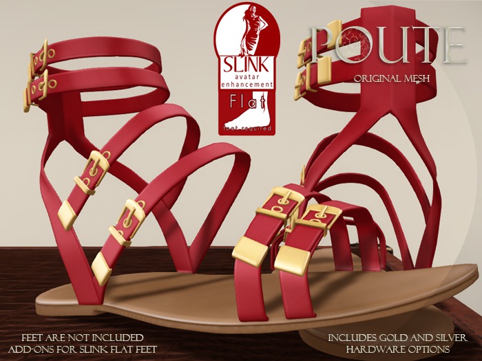 Poute- Roma Flat Sandals- Red 