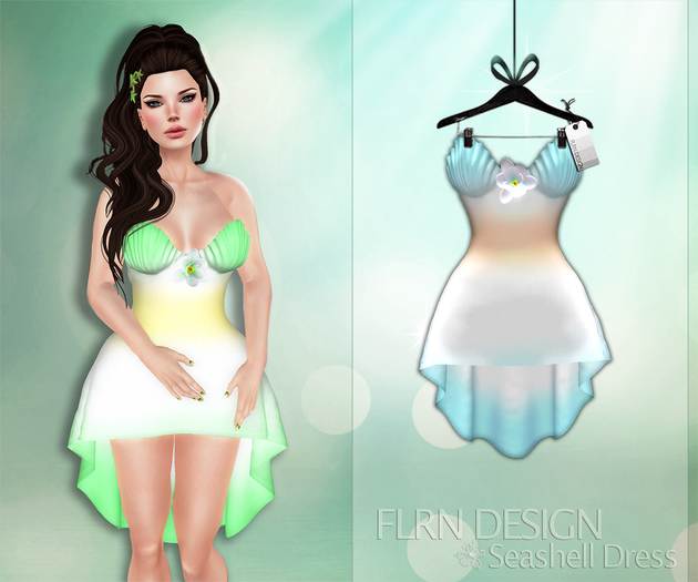 [FLRN] Seashell Dress Turquoise&Salmon