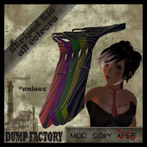 DF Striped Tie - Cravat (fat pack) by "DUMP FACTORY"