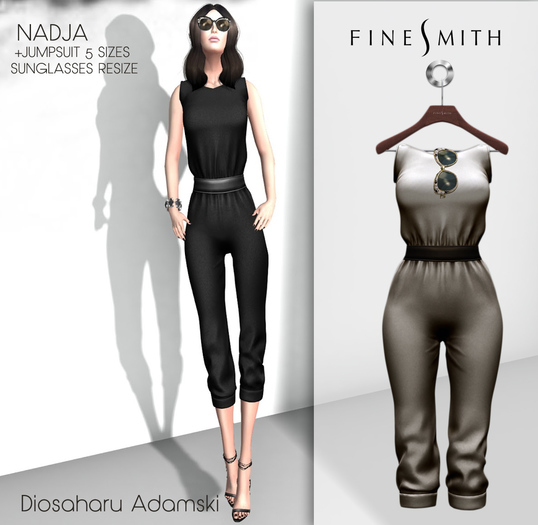 FINESMITH  NADJA taupe- jumpsuit & sunglasses
