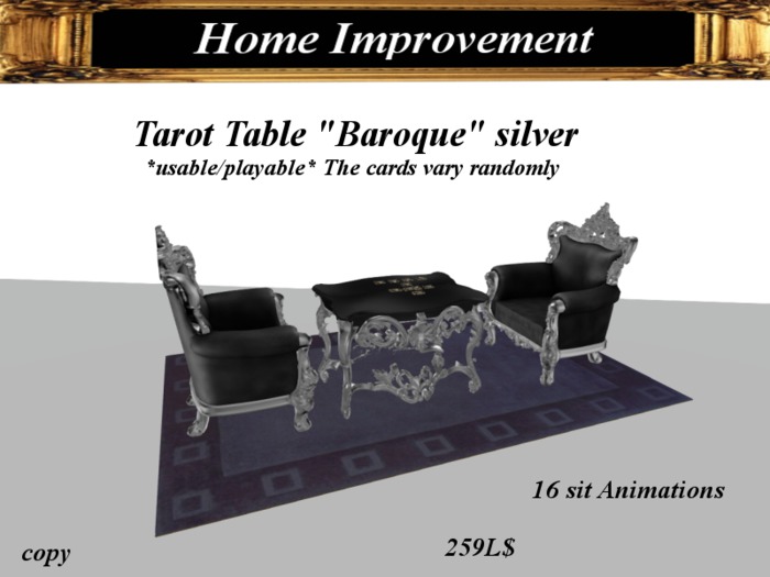 Tarot Table Baroque silver