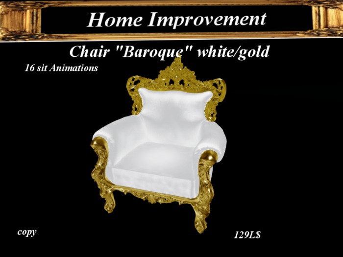Chair "Baroque" white/gold Box