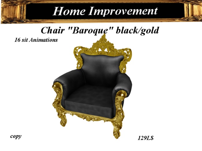 Chair "Baroque" black/gold Box