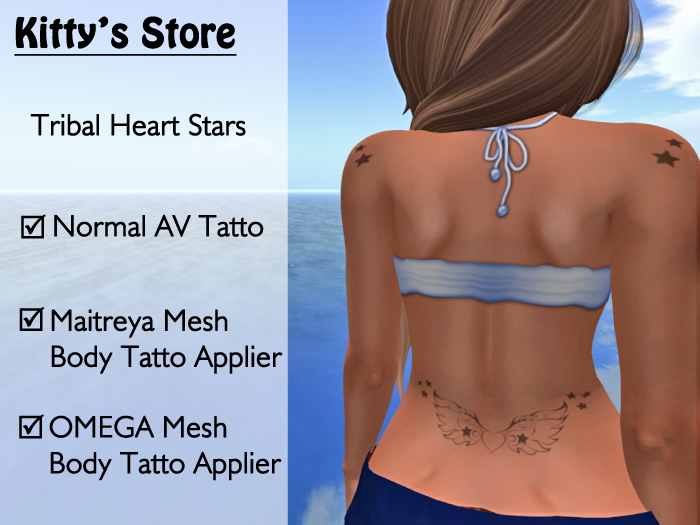! .Kitty's Store - Tribal Heart Stars TATTOO