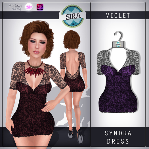 SIRA - [Mesh Body] Syndra Dress - Violet