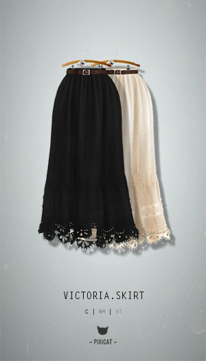 -Pixicat- Victoria Skirt (BlackWhite) 
