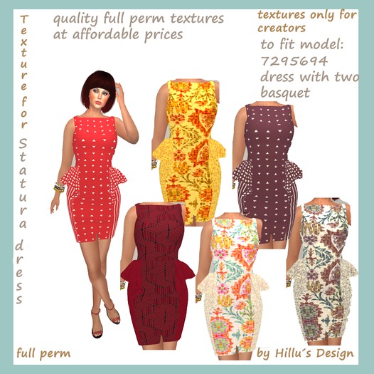 6 quality full perm Textures for Statura dress with pockets