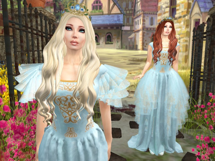 Caera  - Medieval Gown Outfit in Blue - TFF