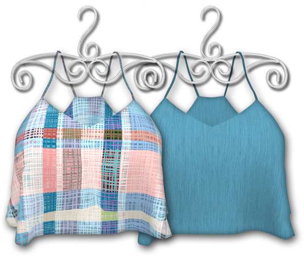 Blue & Multicolour Plaid Mesh Top main image 0