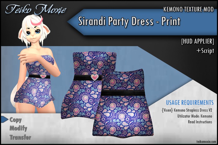 [TM] Kemono Sirandi Party Dress - Print