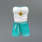 Aqua Daisy Mesh Romper