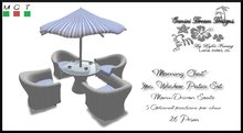 *GDD* "Morning Chat" Wicker Patio Set - White/Blues
