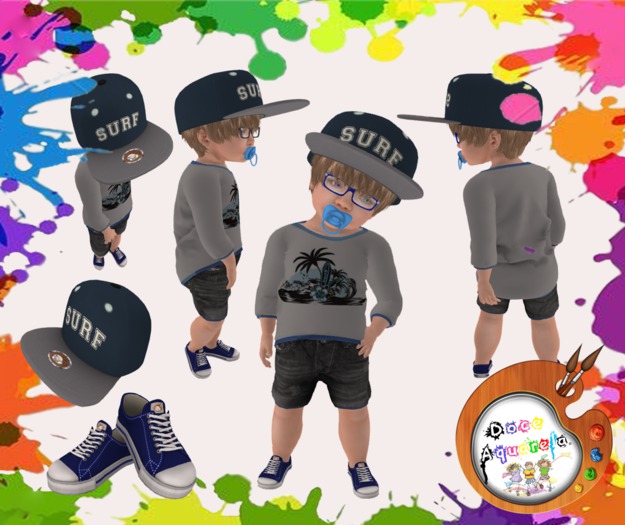 {**}DOCE AQUARELA{**} Jumper and Shorts Flowers