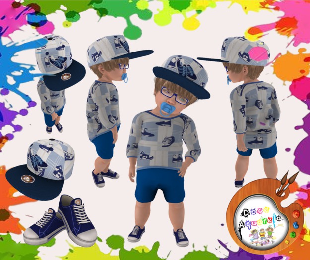 {**}DOCE AQUARELA{**} Jumper and Shorts Flowers