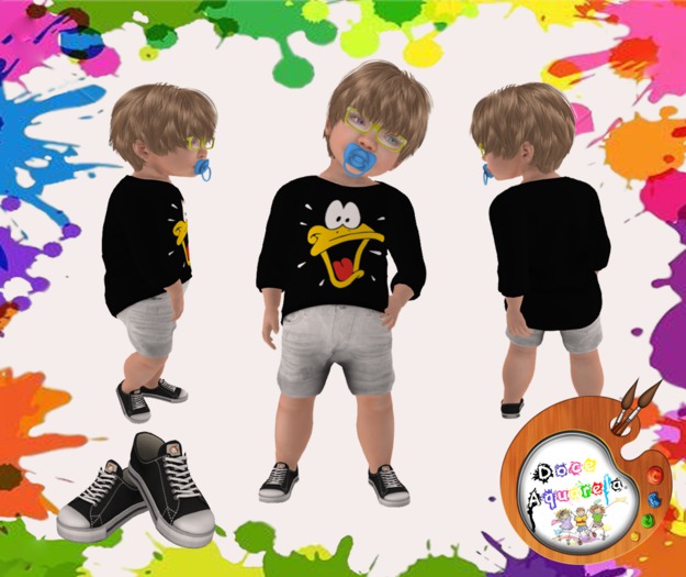 {**}DOCE AQUARELA{**} Jumper and Shorts Flowers