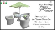 *GDD* "Morning Chat" Wicker Patio Set - White/Greens